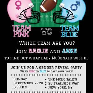 Football Baby Shower Invitation Gender Reveal Baby Shower