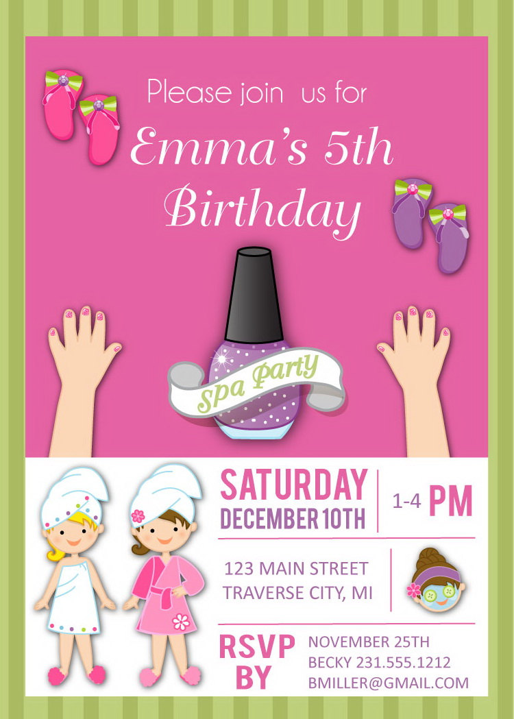 Spa Birthday Invitation For Girls - Kids Birthday Spa ...