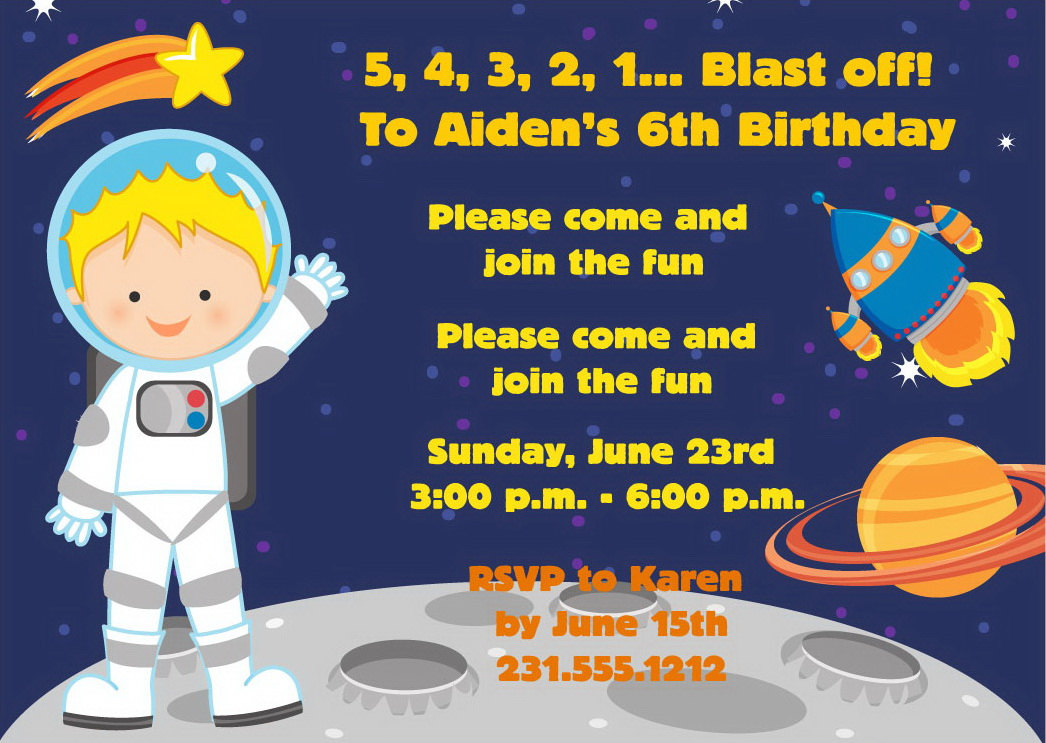 Space Birthday Invitation Kids Birthday Party Printable For Boys