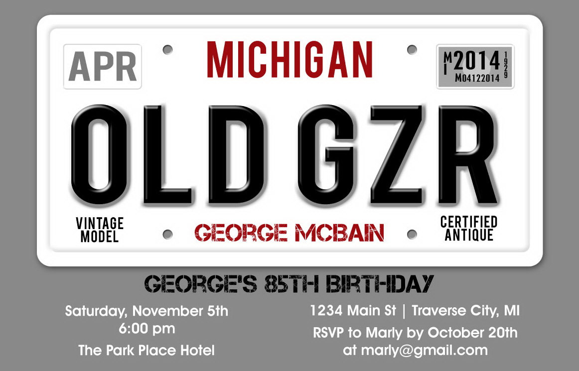 Old Geezer License Plate Adult Birthday Invitation - Printable Birthday  Party Digital File on Luulla