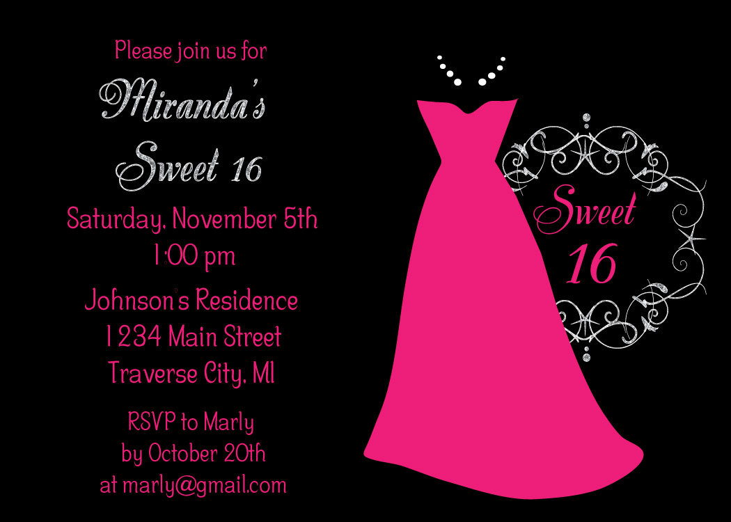 Dress Sweet 16 Birthday Party Invitations Kids Sweet Sixteen Birthday Invitation Printable Digital File