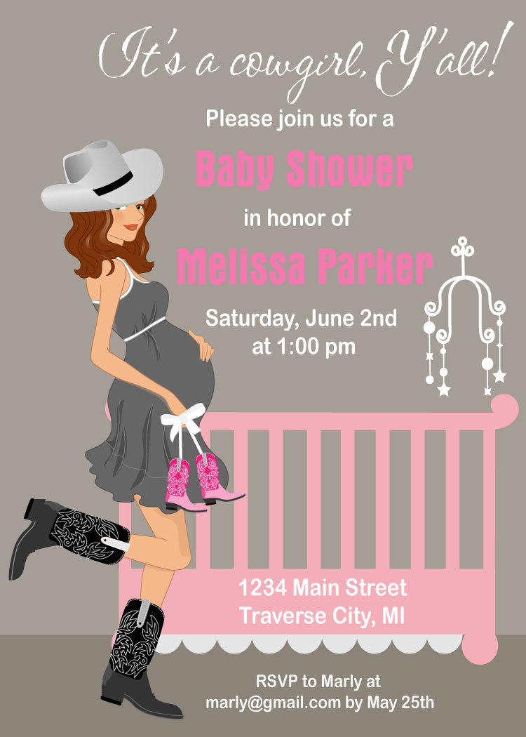 cowgirl baby shower invitations