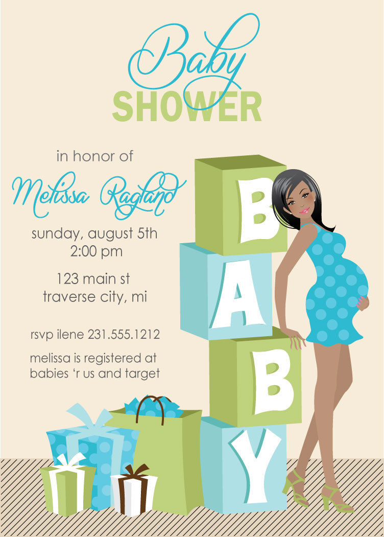 Blocks Baby Shower Invitations Boy Baby Shower African