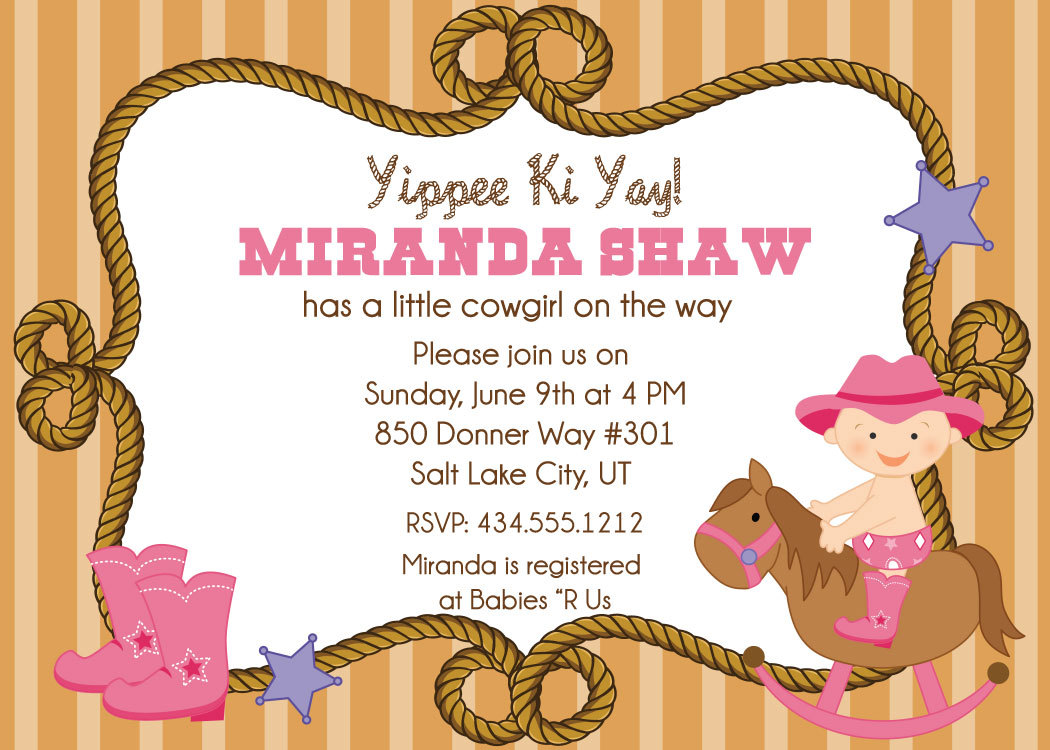 Cowgirl baby shower invitations cheap