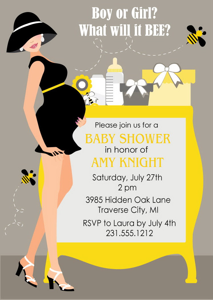 bumble bee baby shower invitations