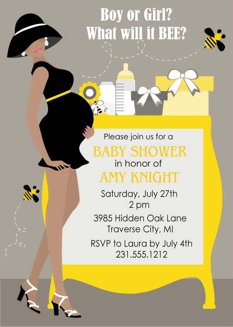 Bumble Bee Baby Shower Invitations Gender Neutral Shower Digital
