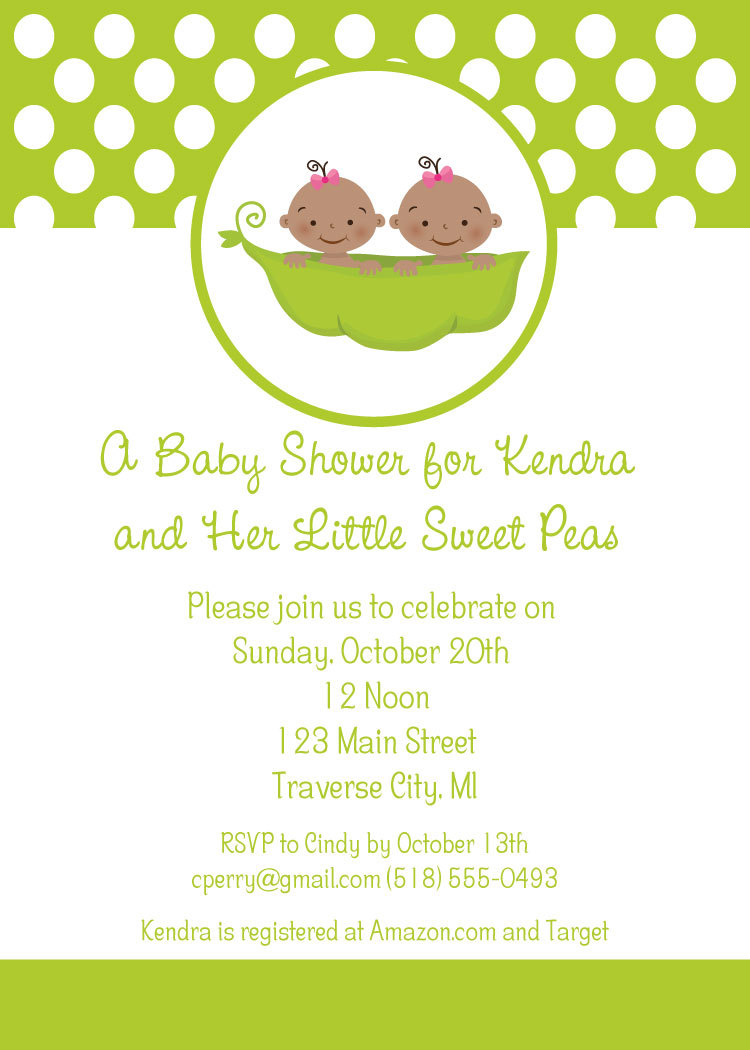 Sweet Pea Twins Baby Shower Invitations Little Sweet Pea Theme