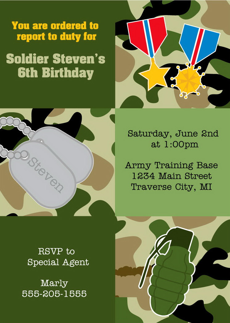 Kids Army Invitations 10
