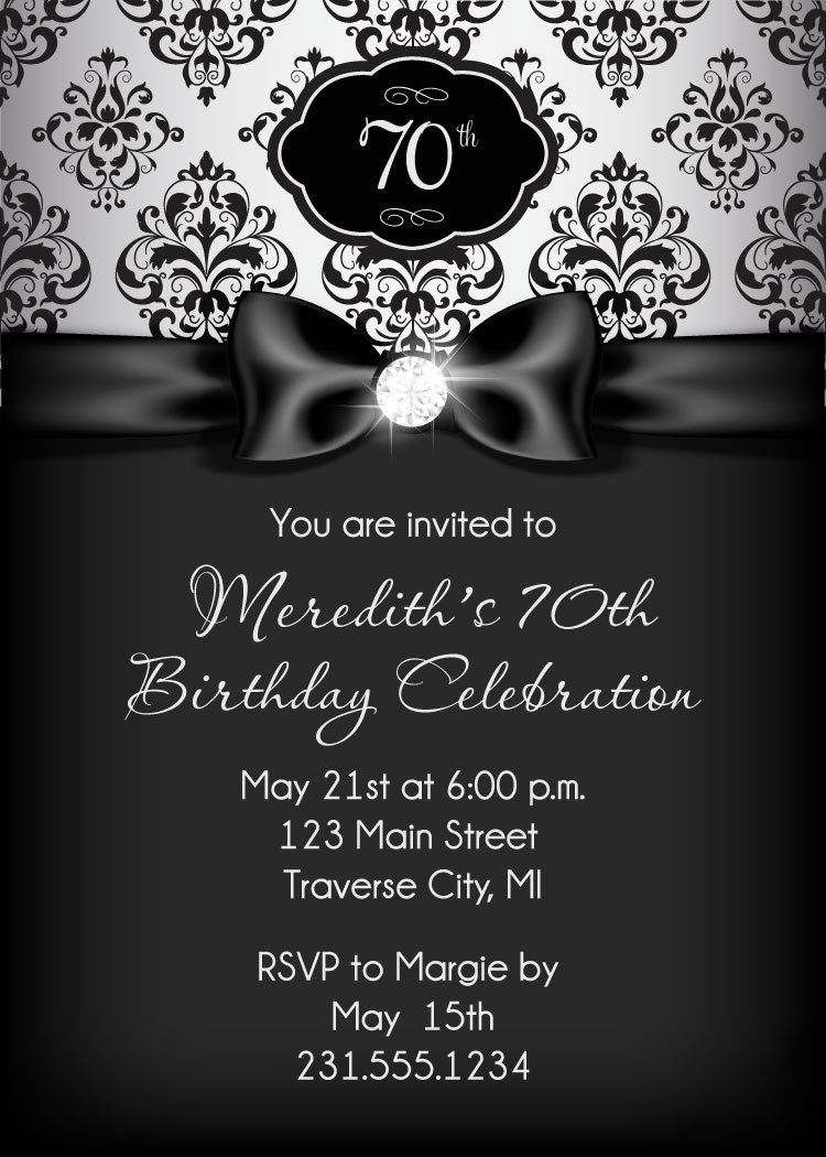 Diamond Birthday Invitation Adult Birthday Party Invitation
