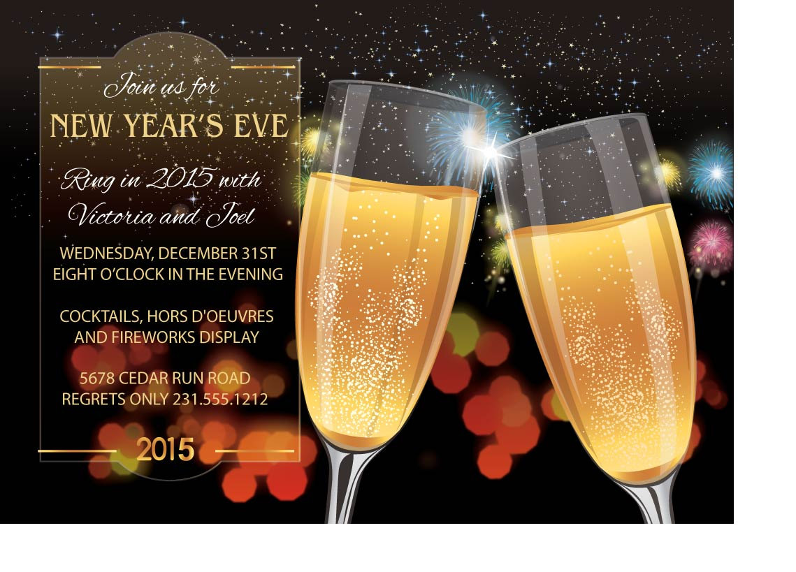 Toast New Years Eve Invitations New Year Invitation New Years Party Invitation
