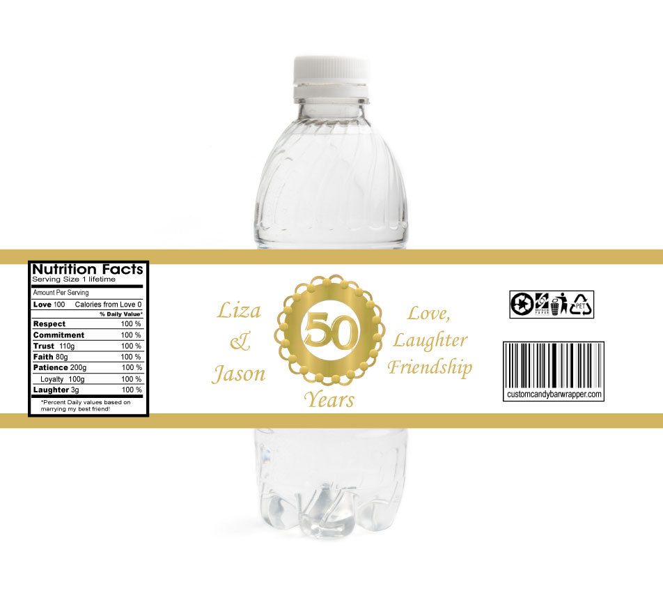 Gold Emblem Anniversary Water Bottle Labels 50th Anniversary Label on Luulla