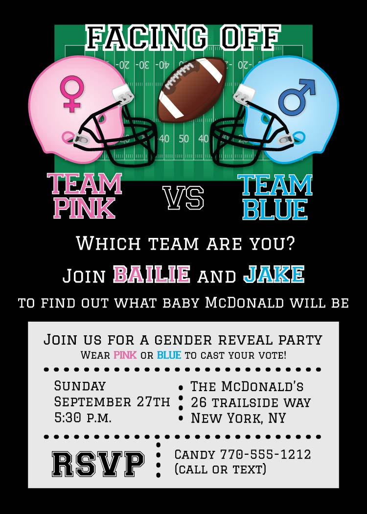 Football Baby Shower Invitation Gender Reveal Baby Shower