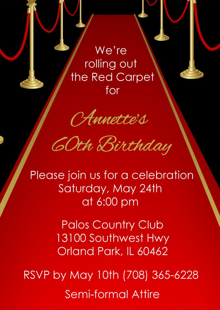 Red Carpet Invitation Adult Red Carpet Birthday Invite Party Printable Digital File