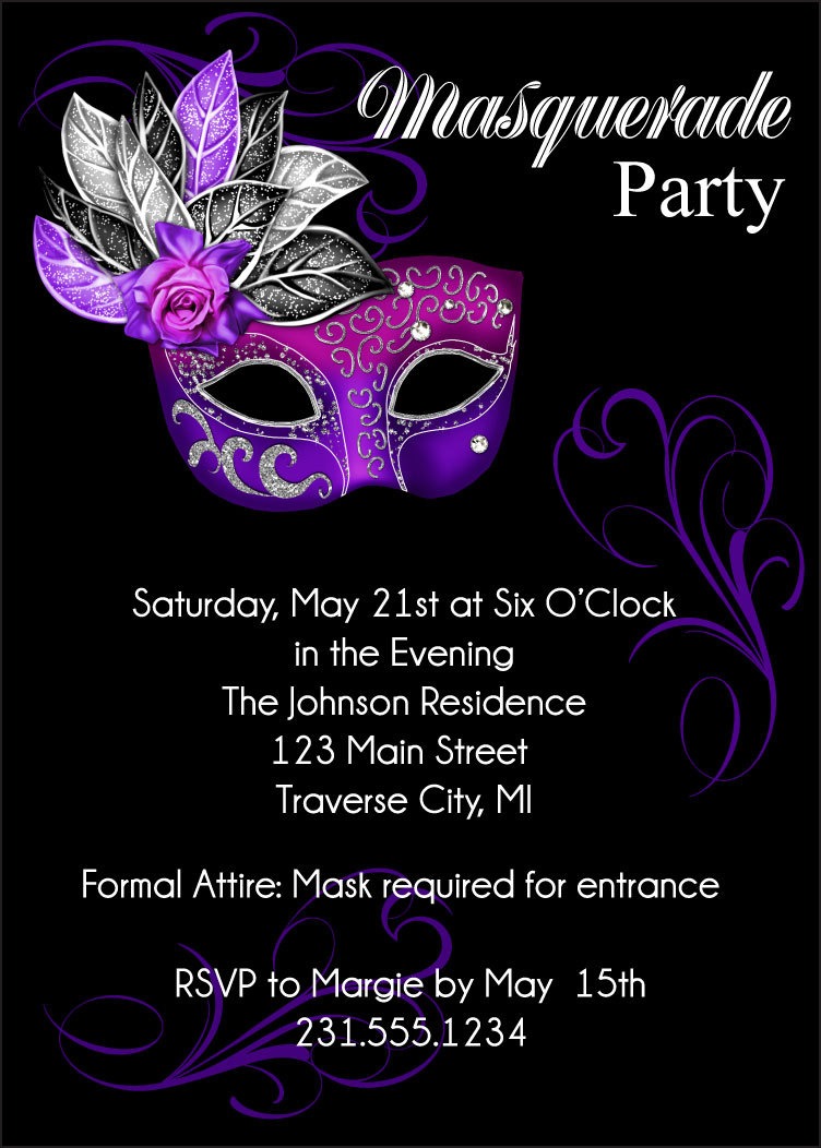 Masquerade Party Invitation Mardi Gras Party Invitation Sweet 16