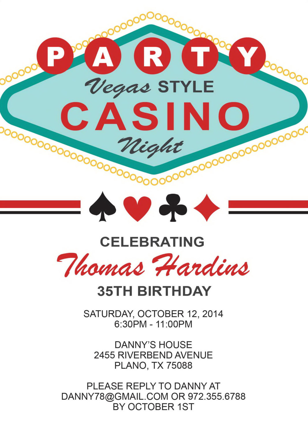 Las Vegas Birthday Invitation Adult Birthday Party Invitations Casino Theme