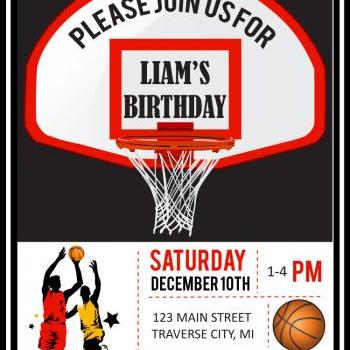 Basketball Birthday Party Invitations Digital File Diy Printable