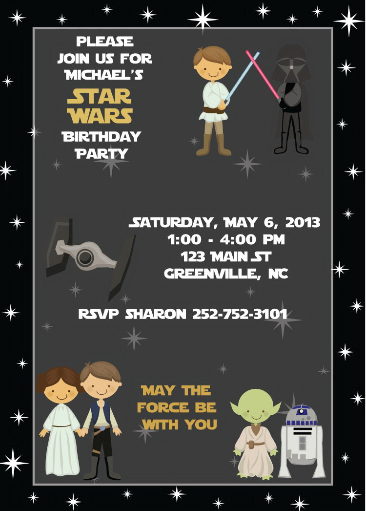 Star Wars Birthday Invitation - Kids Birthday Party Digital Card For ...
