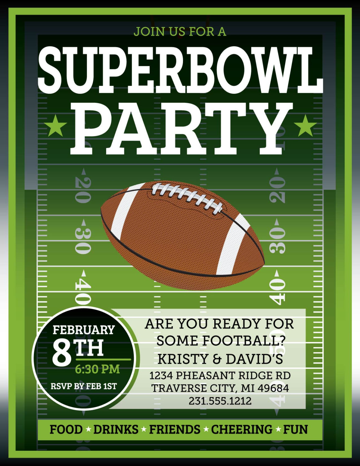 Football Invitation • Superbowl • Tailgate Party Invitations • Football